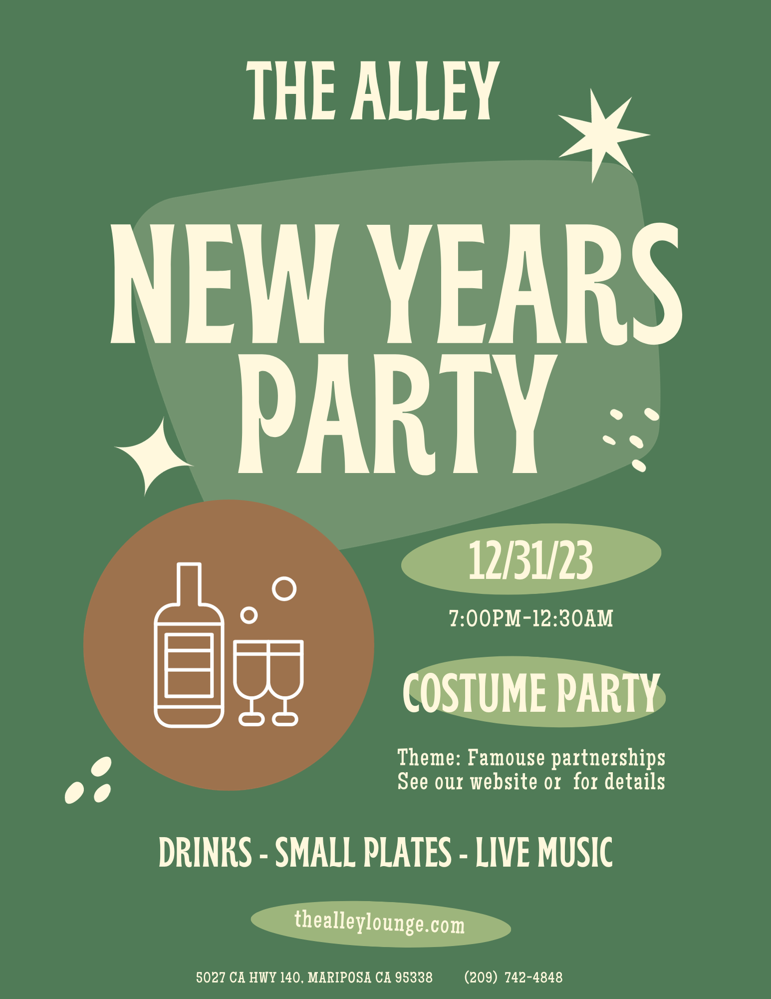 The Alley New Years Eve Costume Party flyer