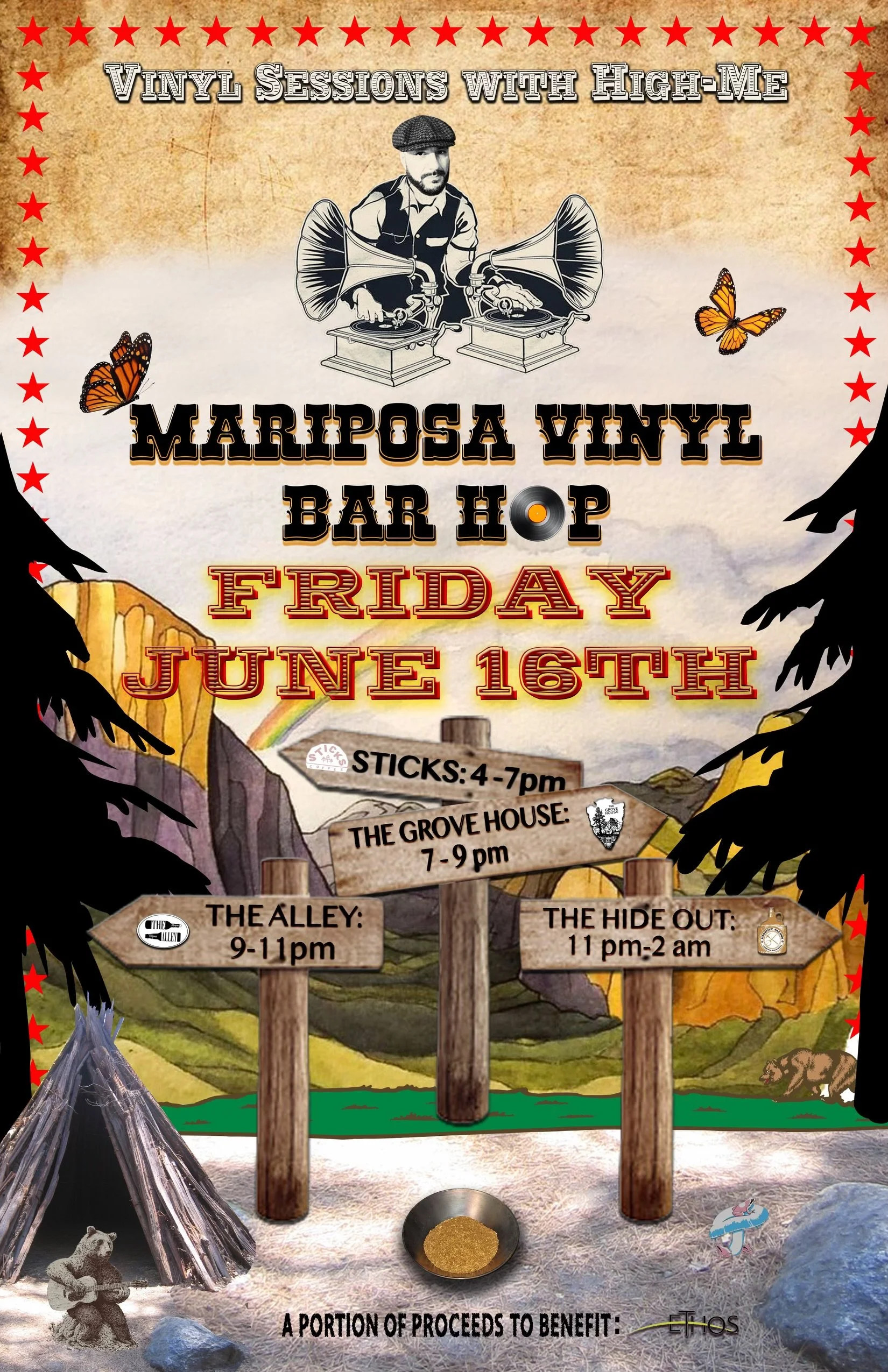 Mariposa Vinyl Bar Hop flyer